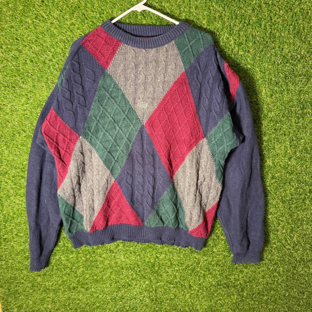 Liberty XL Argyle Knit Sweater Menswear Preppy Pullover Classic Fit
